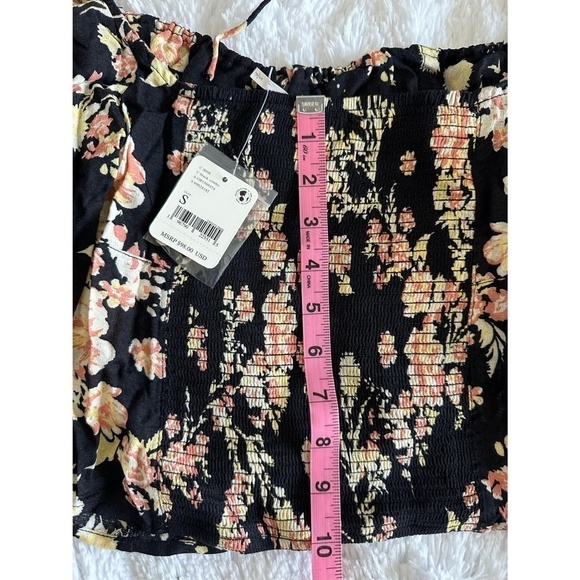 Free People Hilary Black Floral Print Top - Picture 10 of 14